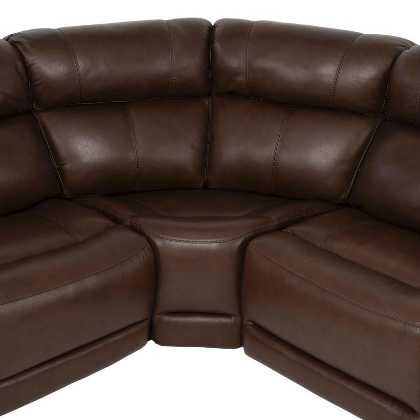 Bruno Brown Leather Power Reclining Sectional with 6PCS/2PWR  alternate image, 6 of 14 images.