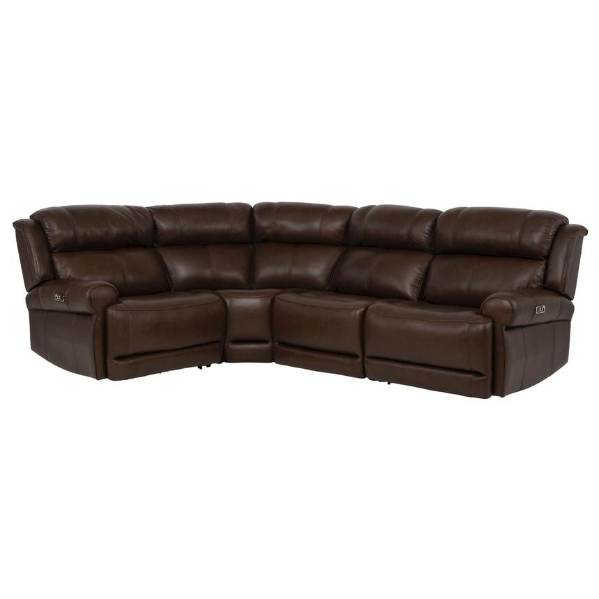 Bruno Brown Leather Power Reclining Sectional with 4PCS/2PWR main image, 1 of 10 images.