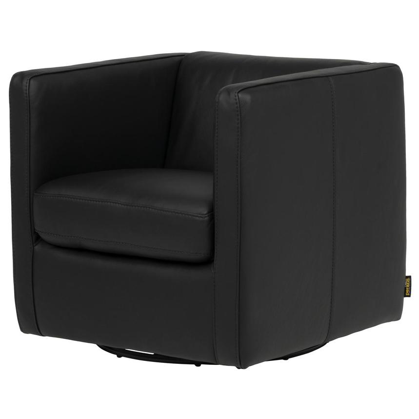 Cute Black Leather Swivel Accent Chair