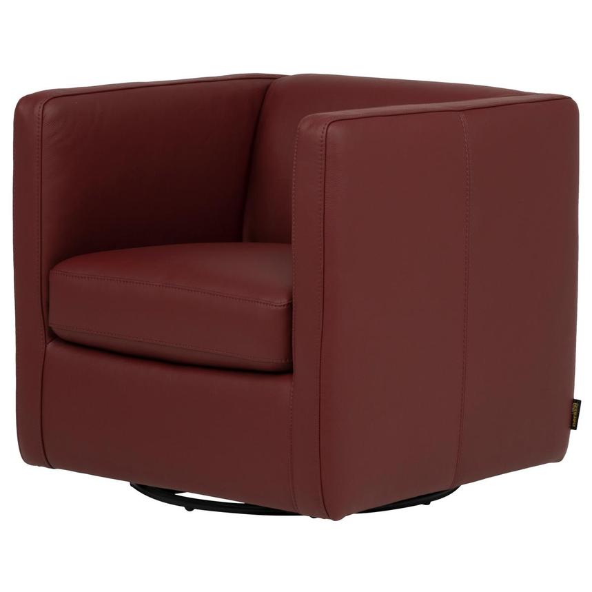 Cute Burgundy Leather Swivel Accent Chair