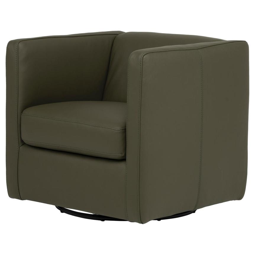 Cute Green Leather Swivel Accent Chair