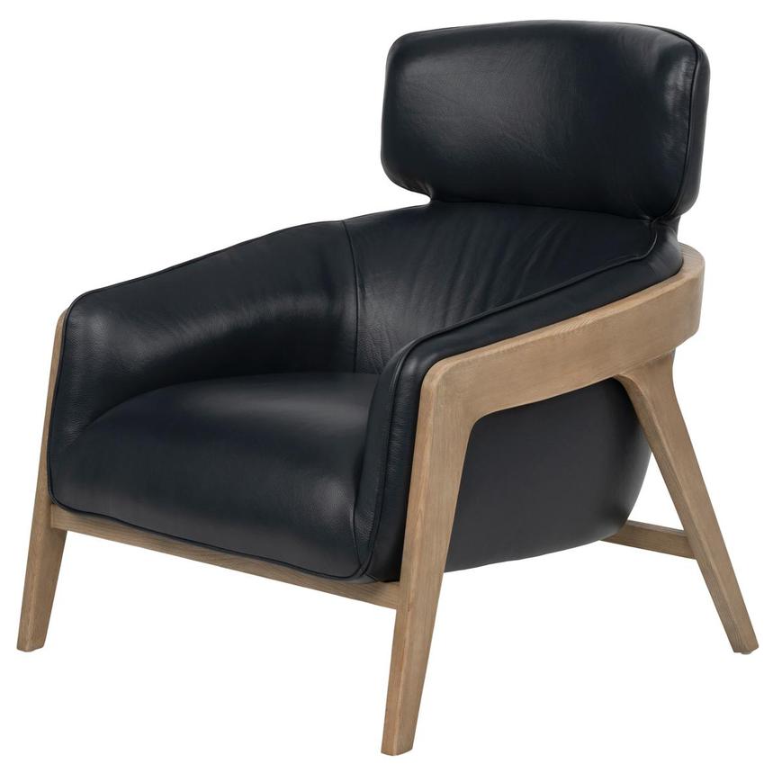 Irene Dark Blue Leather Accent Chair