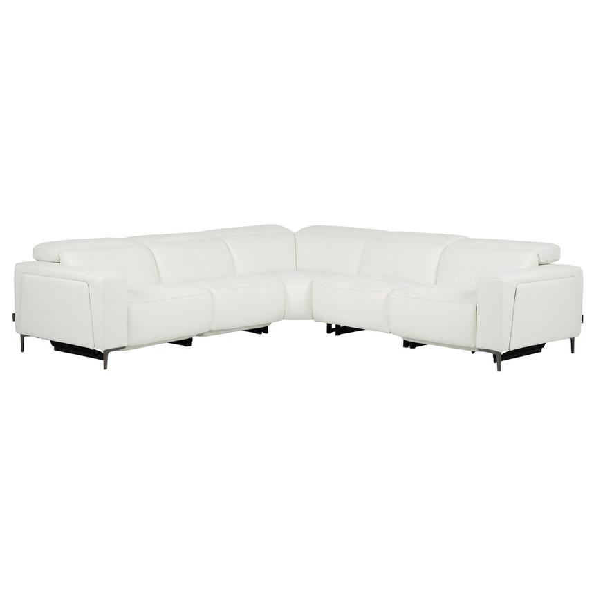 Miami White Leather Power Reclining Sectional with 5PCS/3PWR
