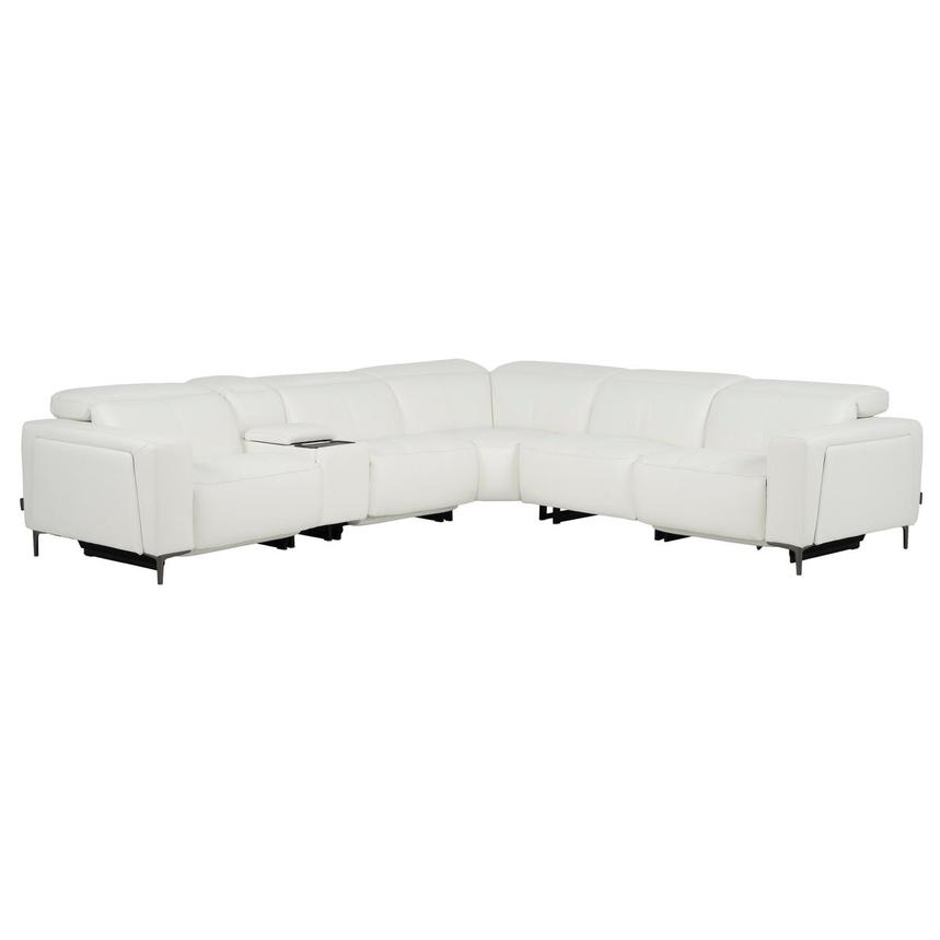 Miami White Leather Power Reclining Sectional with 6PCS/2PWR
