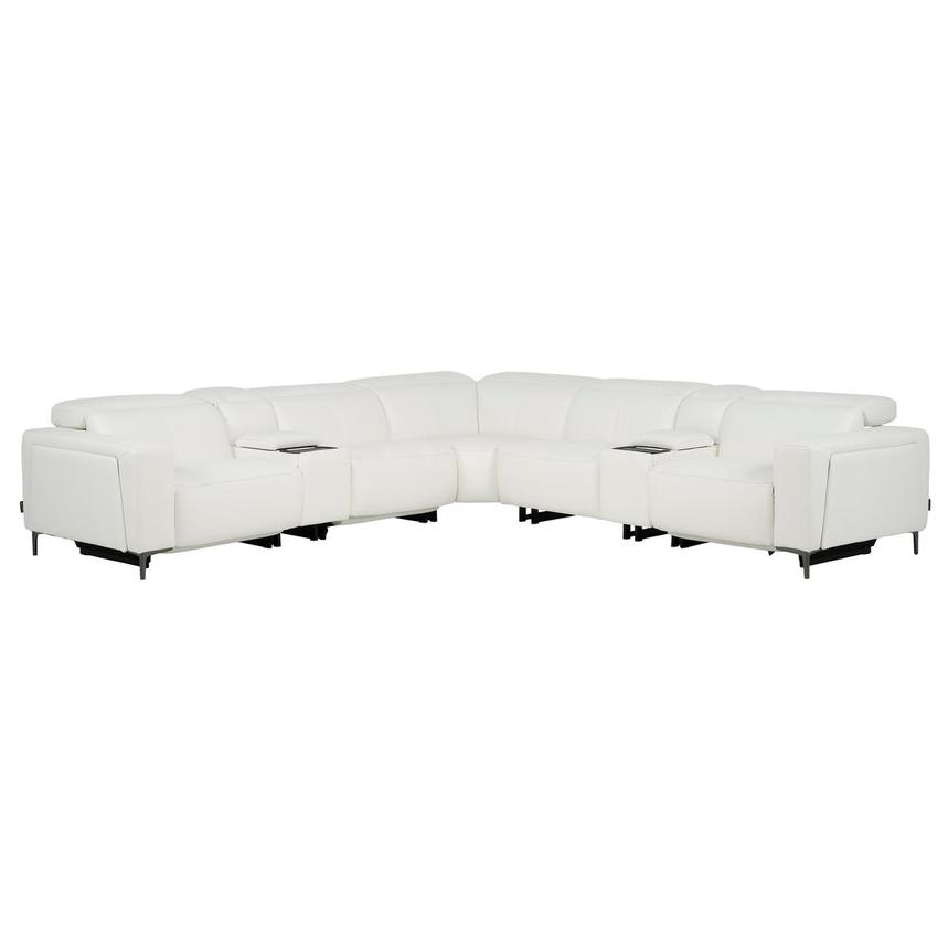 Miami White Leather Power Reclining Sectional with 7PCS/3PWR