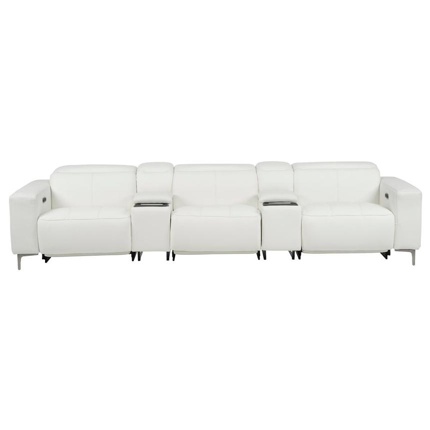 Miami White Home Theater Leather Seating with 5PCS/2PWR