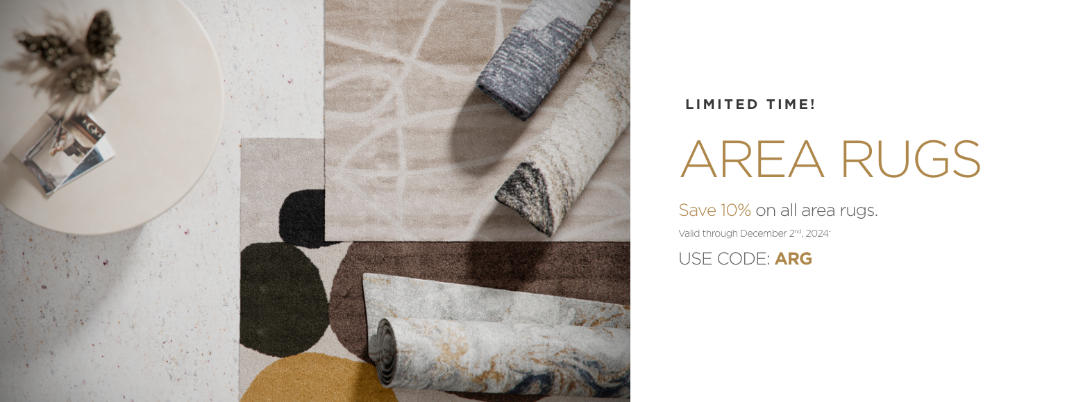 Limited Time. Area Rugs. Save 10% on all area rugs. Valid through December 2nd, 2024~. Use Code: ARG