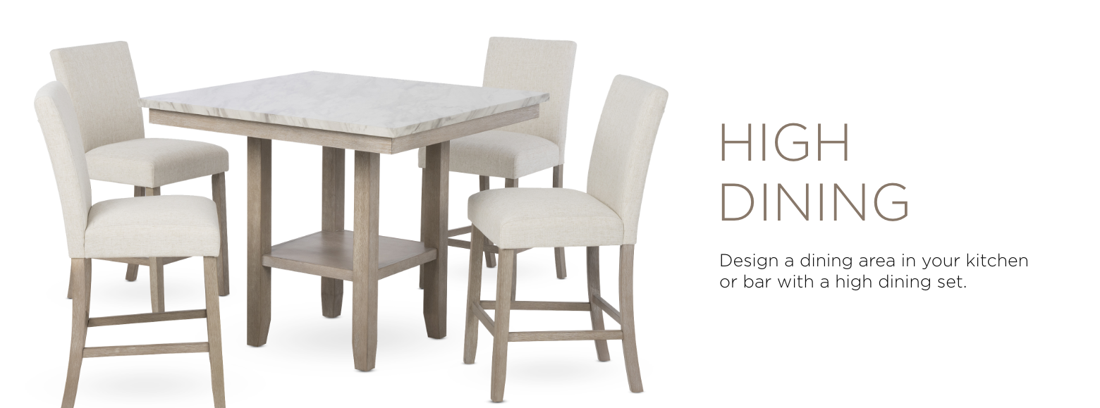 High Dining. Design a dining area in your kitchen or bar with a high dining set.