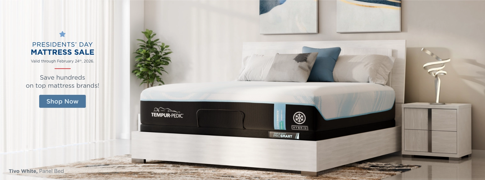 Presidents' Day Mattress Sale. Valid through February 24th, 2026. Save hundreds on top mattress brands! Shop Now.