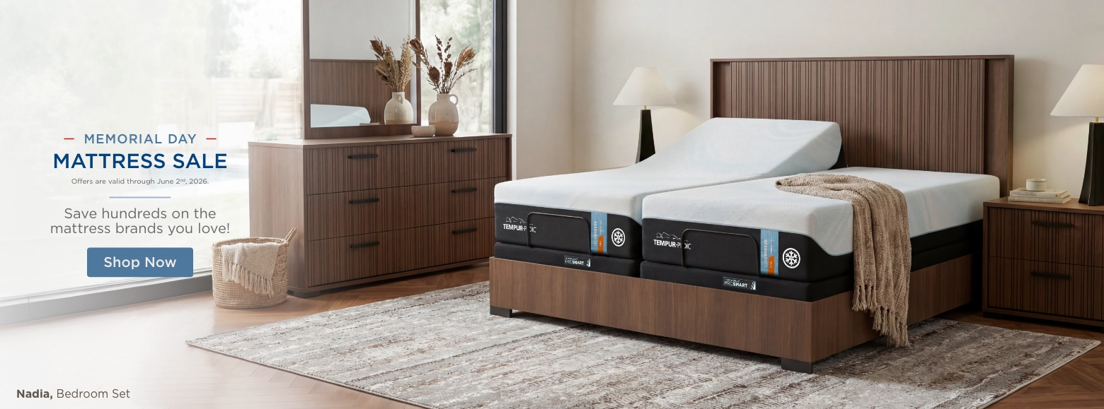Memorial Day Mattress Sale. Offers are valid through June 2nd, 2026. Save hundreds on the mattress brands you love! Shop Now.