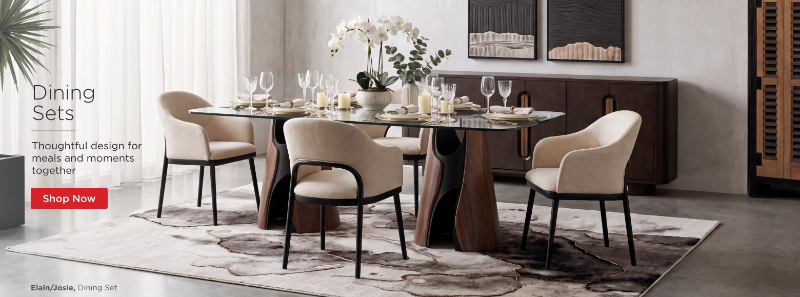 Dining Sets. Thoughtful design for meals and moments together. Shop Now. Elain/Josie, Dining Set