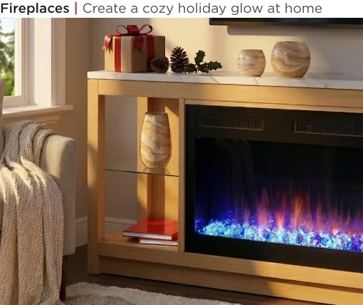 Fireplaces. Create a cozy holiday grlow at home.