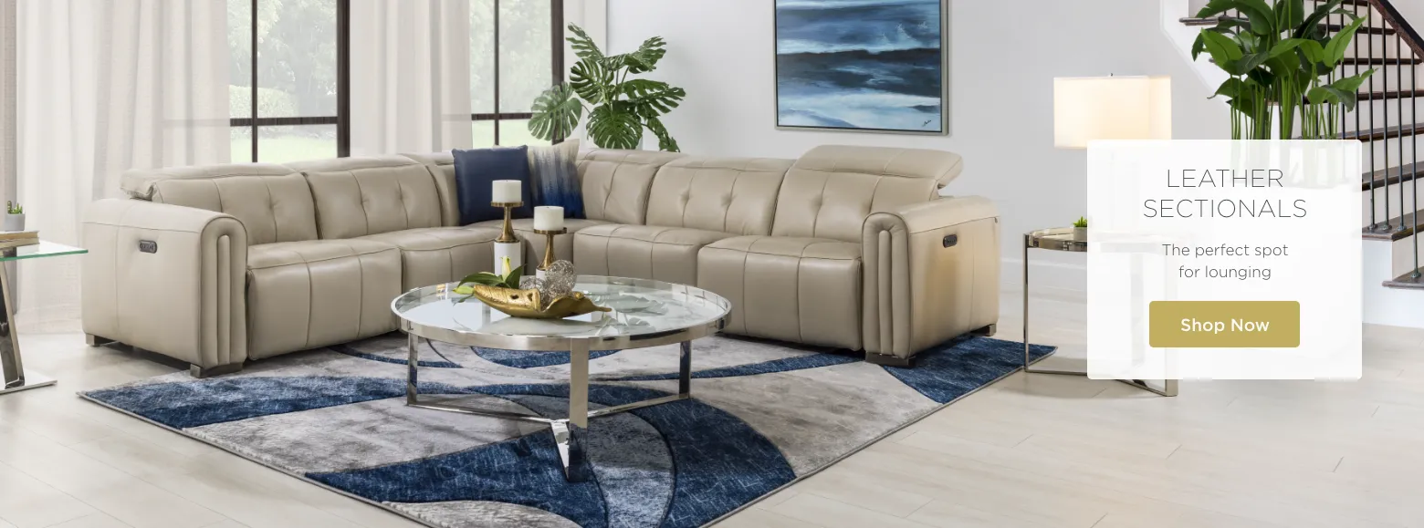 Leather Sectionals. The perfect spot for lounging. Shop Now